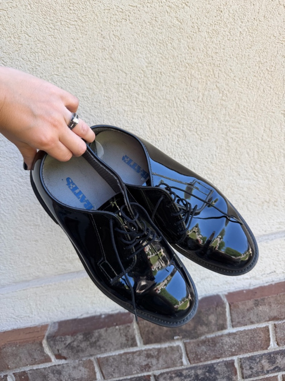 Black Patent Lace-Up Dress Shoes for Men